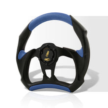 Load image into Gallery viewer, JDM Sport Universal 320mm Flat Bottom Style Aluminum Steering Wheel Black / Blue
