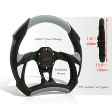 Load image into Gallery viewer, JDM Sport Universal 320mm Flat Bottom Style Aluminum Steering Wheel Black / Silver