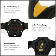 Load image into Gallery viewer, JDM Sport Universal 320mm Flat Bottom Style Aluminum Steering Wheel Black / Yellow
