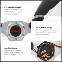 Load image into Gallery viewer, JDM Sport Universal 320mm Dual Button Style Aluminum Steering Wheel Silver Center with Black Handles
