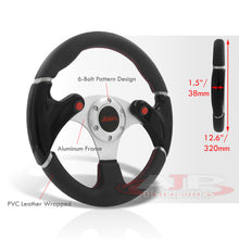 Load image into Gallery viewer, JDM Sport Universal 320mm Dual Button Style Aluminum Steering Wheel Silver Center with Black Handles