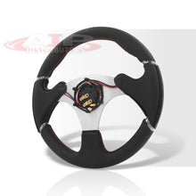 Load image into Gallery viewer, JDM Sport Universal 320mm Dual Button Style Aluminum Steering Wheel Silver Center with Black Handles