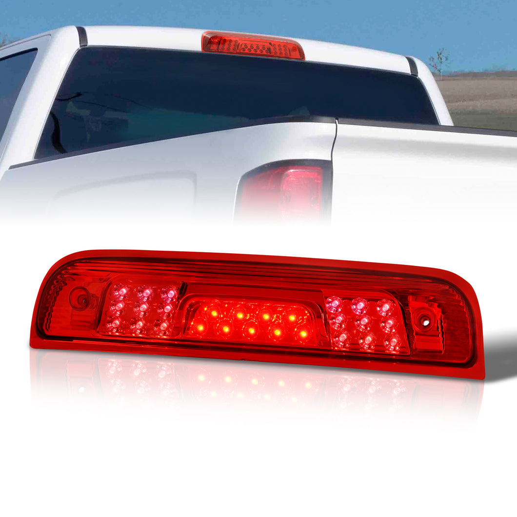 Chevrolet Silverado 1500 2014-2022 / 2500HD 3500HD 2015-2022 / GMC Sierra 1500 2014-2022 / 2500HD 3500HD 2015-2022 LED 3rd Brake Light Chrome Housing Red Len