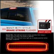 Load image into Gallery viewer, Chevrolet Silverado 1500 2014-2018 / 2500HD 3500HD 2015-2019 / GMC Sierra 1500 2014-2018 / 2500HD 3500HD 2015-2019 Strobe LED 3rd Brake Light Chrome Housing Red Len (Version 3)