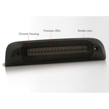 Load image into Gallery viewer, Chevrolet Silverado 1500 2014-2018 / 2500HD 3500HD 2015-2019 / GMC Sierra 1500 2014-2018 / 2500HD 3500HD 2015-2019 Strobe LED 3rd Brake Light Chrome Housing Smoke Len (Version 3)