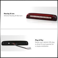 Load image into Gallery viewer, Ford F250 F350 F450 Super Duty Models 1999-2016 / Ford Ranger 1993-2011 / Mazda B2300 B2500 B300 B400 1995-2003 Strobe LED 3rd Brake Light Chrome Housing Red Len (Version 3)