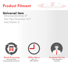 Load image into Gallery viewer, Universal Flex Pipe (Length: 8&quot; | Flex Pipe: 4&quot; | Inlet/Outlet: 3&quot;)
