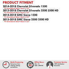 Load image into Gallery viewer, Chevrolet Silverado 1500 2014-2018 / 1500 LD 2019 / 2500 3500 HD 2015-2019 / GMC Sierra 1500 2014-2018 / Limited 2019 / 2500 3500 HD 2015-2019 6.5FT 6.6FT Hard Tri Fold Truck Tonneau Bed Cover (Standard Short Bed 6´55")