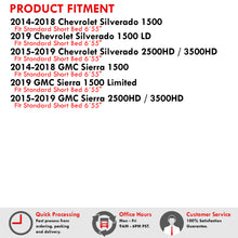 Load image into Gallery viewer, Chevrolet Silverado 1500 2014-2018 / 1500 LD 2019 / 2500 3500 HD 2015-2019 / GMC Sierra 1500 2014-2018 / 1500 Limited 2019 / 2500 3500 HD 2015-2019 6.5FT 6.6FT Soft 4 Fold Truck Tonneau Bed Cover (Standard Short Bed 6´55")