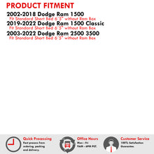 Load image into Gallery viewer, Dodge Ram 1500 2002-2018 / RAM 1500 Classic 2019-2022 / Dodge Ram 2500 3500 2003-2022 6.5FT Soft 4 Fold Truck Tonneau Bed Cover (Standard Short Bed 6´5" without Ram Box)