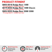 Load image into Gallery viewer, Dodge Ram 1500 2002-2018 / RAM 1500 Classic 2019-2022 / Dodge Ram 2500 3500 2003-2022 8FT Soft 4 Fold Truck Tonneau Bed Cover (Long Bed 8´ without Ram Box)