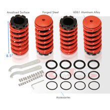 Load image into Gallery viewer, Acura Integra 1990-2001 / Honda Civic 1988-2000 / CRX 1988-1991 / Del Sol 1993-1997 Coilover Sleeves Kit Red (Black Sleeves)
