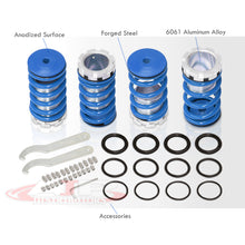 Load image into Gallery viewer, Mitsubishi Eclipse 1989-1999 / Nissan Sentra 1991-1999 / Toyota Corolla 1993-1997 Coilover Sleeves Kit Blue (Silver Sleeves)

