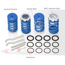 Load image into Gallery viewer, Mitsubishi Eclipse 1989-1999 / Nissan Sentra 1991-1999 / Toyota Corolla 1993-1997 Coilover Sleeves Kit Blue (Silver Sleeves)