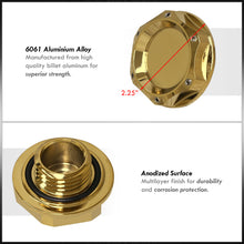 Load image into Gallery viewer, Acura/Honda Aluminum Round Circle Hole Style Oil Cap 24K Gold