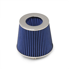 Load image into Gallery viewer, Universal 3" with 2.5" Adapter Air Filter Chrome Top / Blue Body / Chrome Bottom