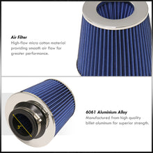 Load image into Gallery viewer, Universal 3" with 2.5" Adapter Air Filter Chrome Top / Blue Body / Chrome Bottom