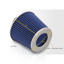 Load image into Gallery viewer, Universal 3" with 2.5" Adapter Air Filter Chrome Top / Blue Body / Chrome Bottom