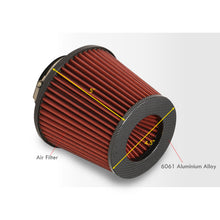 Load image into Gallery viewer, Universal 3" with 2.5" Adapter Air Filter Carbon Top / Red Body / Carbon Bottom