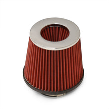 Load image into Gallery viewer, Universal 3" with 2.5" Adapter Air Filter Chrome Top / Red Body / Chrome Bottom
