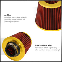 Load image into Gallery viewer, Universal 3" with 2.5" Adapter Air Filter Gold Top / Red Body / Gold Bottom