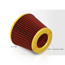 Load image into Gallery viewer, Universal 3" with 2.5" Adapter Air Filter Gold Top / Red Body / Gold Bottom