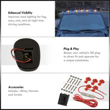 Load image into Gallery viewer, Universal 5 Piece LED Truck SUV Cab Roof Lights Smoke Len (Includes Switch & Wiring Harness)