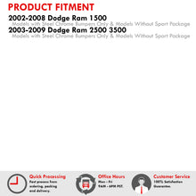 Load image into Gallery viewer, Dodge Ram 1500 2002-2008 / Dodge Ram 2500 3500 2003-2009 Front Bumper Lower Valance Air Deflector Lip Textured Black (Models with Steel Chrome Bumpers Only & Models Without Sport Package)