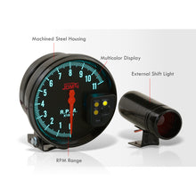 Load image into Gallery viewer, Universal 5" Analog Tachometer Gauge Black (7 Color Display)