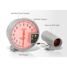 Load image into Gallery viewer, Universal 5" Analog Tachometer Gauge White (7 Color Display)