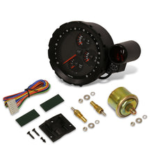 Load image into Gallery viewer, Universal 5.5" 4 in 1 Analog Tachometer Gauge Black Bezel Carbon Fiber (Tachometer / Oil Press / Water Temp / Oil Temp)