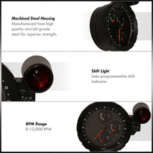 Load image into Gallery viewer, Universal 5.5" 4 in 1 Analog Tachometer Gauge Black Bezel Carbon Fiber (Tachometer / Oil Press / Water Temp / Oil Temp)