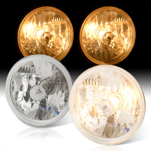 Load image into Gallery viewer, Universal 7" Round Diamond Cut Headlights Chrome Housing Clear Len