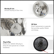 Load image into Gallery viewer, Universal 7" Round Diamond Cut Headlights Chrome Housing Clear Len