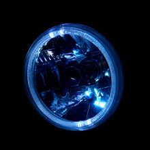 Load image into Gallery viewer, Universal 7" Round Diamond Cut Halo Headlights Chrome Housing Clear Len