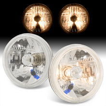 Load image into Gallery viewer, Universal 7" Round Diamond Cut Halo Headlights Chrome Housing Clear Len