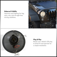 Load image into Gallery viewer, Universal 7" Round Diamond Cut Halo Headlights Chrome Housing Clear Len