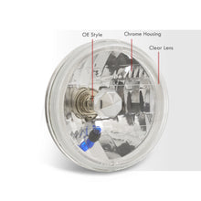 Load image into Gallery viewer, Universal 7" Round Diamond Cut Halo Headlights Chrome Housing Clear Len