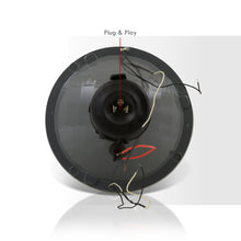 Load image into Gallery viewer, Universal 7" Round Diamond Cut Halo Headlights Chrome Housing Clear Len