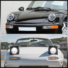 Load image into Gallery viewer, Universal 7" Round Diamond Cut Projector Headlights Chrome Housing Clear Len