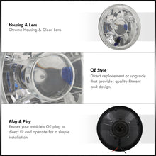 Load image into Gallery viewer, Universal 7" Round Diamond Cut Projector Headlights Chrome Housing Clear Len