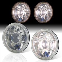 Load image into Gallery viewer, Universal 7" Round Diamond Cut Halo Projector Headlights Chrome Housing Clear Len