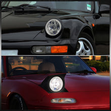 Load image into Gallery viewer, Universal 7" Round Diamond Cut Halo Projector Headlights Chrome Housing Clear Len