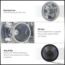 Load image into Gallery viewer, Universal 7" Round Diamond Cut Halo Projector Headlights Chrome Housing Clear Len