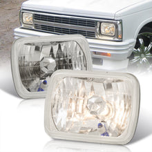 Load image into Gallery viewer, Universal 7x6" Round Diamond Cut Headlights Chrome Housing Clear Len