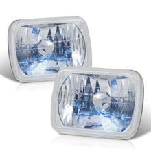 Load image into Gallery viewer, Universal 7x6" Round Diamond Cut Headlights Chrome Housing Clear Len