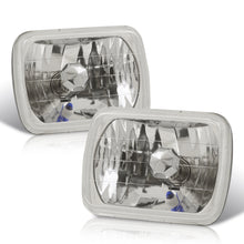 Load image into Gallery viewer, Universal 7x6" Round Diamond Cut Headlights Chrome Housing Clear Len