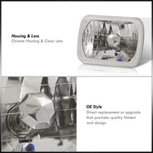 Load image into Gallery viewer, Universal 7x6" Round Diamond Cut Headlights Chrome Housing Clear Len