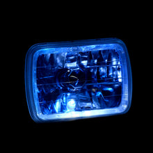 Load image into Gallery viewer, Universal 7x6" Rectangular Diamond Cut Halo Headlights Chrome Housing Clear Len