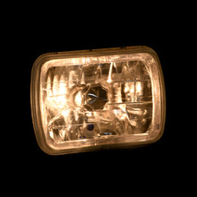 Load image into Gallery viewer, Universal 7x6" Rectangular Diamond Cut Halo Headlights Chrome Housing Clear Len